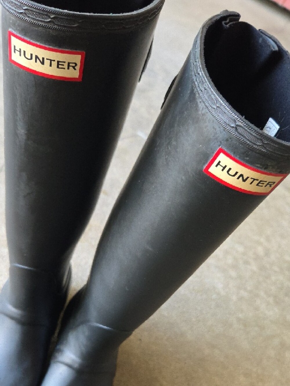 Hunter Matte Black Knee-High Rain Boots with Logo